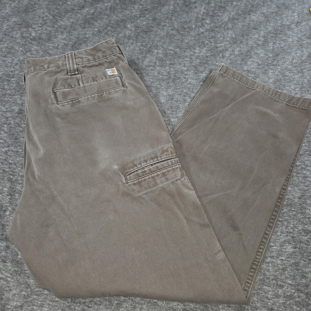 Carhartt Pants Mens 38x30 Brown Canvas Carpenter Relaxed Fit Casual Workwear